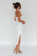 Planets Align Double Strap Midi Dress White