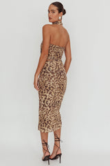 Meet Up Elastic Waist Midi Skirt Leopard