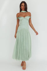 Kaycee Drop Waist Maxi Dress Sage