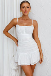 Paradis Cami Strap Ruched Bodice Mini Dress White