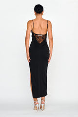 Misha Embellished Bust Midi Dress Black