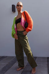 Starting Line Low Rise Wide Leg Pants Olive