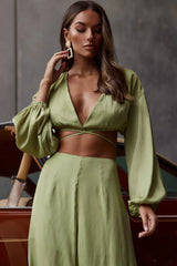 Lilian Wide Legs Pants Olive