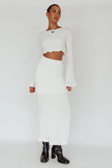 Treasures Textured Midi Skirt White