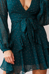 Kerry Polka Dot Sheer Back Dress Green