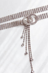 Vera Rhinestone Belt Silver