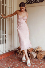 Malibu Gathered Bust Cami Strap Midi Dress Spring Pink