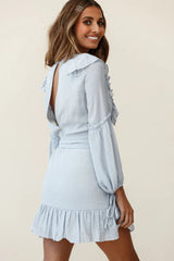 Tila Long Balloon Sleeve Wrap Front Dress Grey