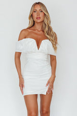Oui Madame Off Shoulder Mini Dress Off White
