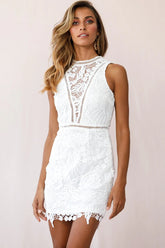 Julianne Embroidered Backless Dress White