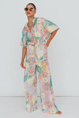 Kiko Button-Up Shirt Print Pink Multi