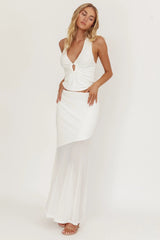 Somewhere New Half Sheer Maxi Skirt White