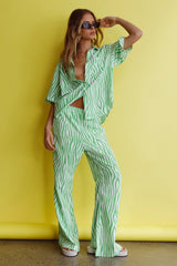 Just A Hunch Button Shirt Zebra Green