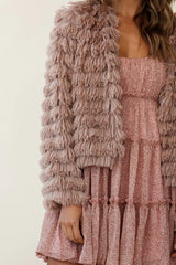 Montana Shaggy Faux Fur Jacket Camel