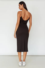 In My Element Split Midi Dress Black