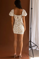 High Summer Drawstring Detail Mini Dress Floral Orange