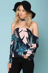 Lilyanna Floral Top Navy / Peach