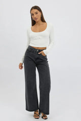 White Top Short Sleeve Scoop Neck Long Sleeve