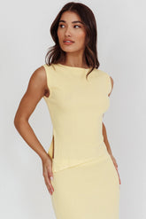 Rossana Asymmetric Hem Keyhole Top Butter