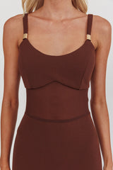 Shelbie Sheer Waist Maxi Dress Chocolate