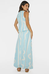 Meet Me There Maxi Skirt Abstract Blue