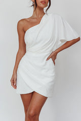 Lironne One Shoulder Mini Dress Off White