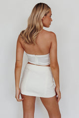 Up All Night Diamante Crop Top White