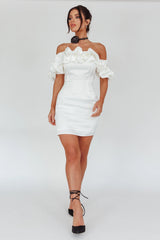 La Palma Off-Shoulder Mini Dress Off White