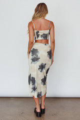 Miss You Midi Skirt Floral Cream