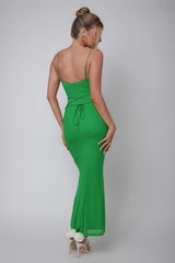 Teava Laced Waist Maxi Dress Green