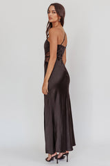 Tarly Lace Waist One-Shoulder Maxi Dress Black