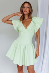 Self Love Flounce Hem Dress Lime
