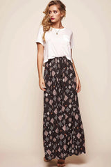 Paisley Split Maxi Skirt Black