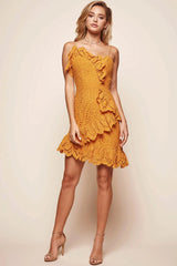 Stevie Zigzag Ruffle Dress Mustard