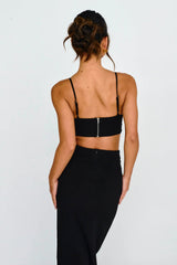 Next To You Bead Trim Crop Top Black