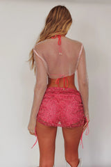 Last Call Fishnet Crop Top Pink