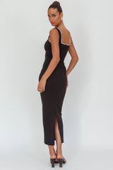 This Magic Moment Pearl Trim Maxi Dress Black