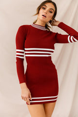 Varsity Long Sleeve Mini Dress Rose