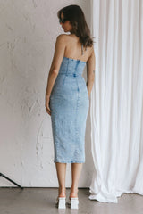 Ziva Halterneck Midi Dress Blue