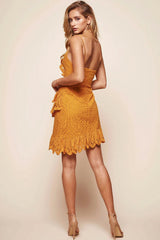 Stevie Zigzag Ruffle Dress Mustard