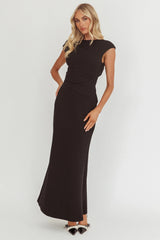 Zarae Cap Sleeve Surplice Back Maxi Dress Black