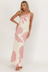 We Belong Together One-Shoulder Maxi Dress Floral Pink