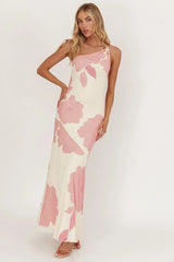We Belong Together One-Shoulder Maxi Dress Floral Pink