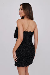 Ma Cherie Bow Bust Embellished Mini Dress Black