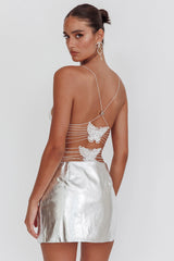 Namrata PU Mini Skirt Silver