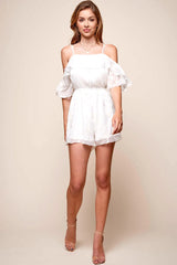 Magnolia Embroidered Romper White