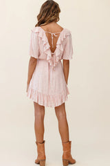 Piper V-Back String Tie Dress Floral Print Pink