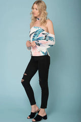 Lilyanna Floral Top White / Peach