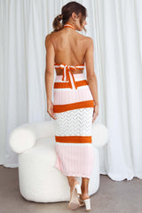 Higher Love Knit Maxi Skirt Striped Orange