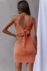 Mind Reader Cowl Neck Tie Back Mini Dress Sunset